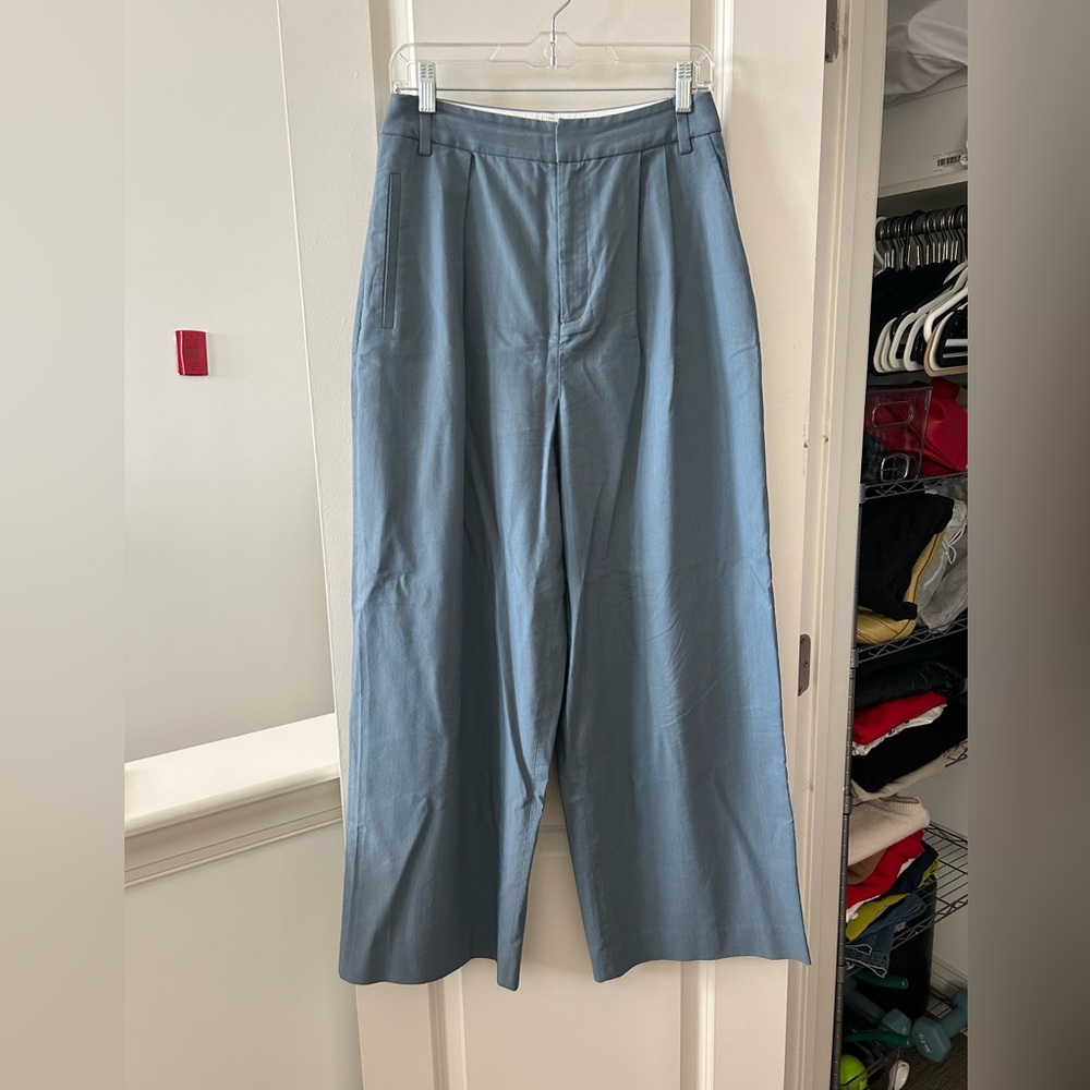 Tibi wide leg trouser in slate blue, size US6